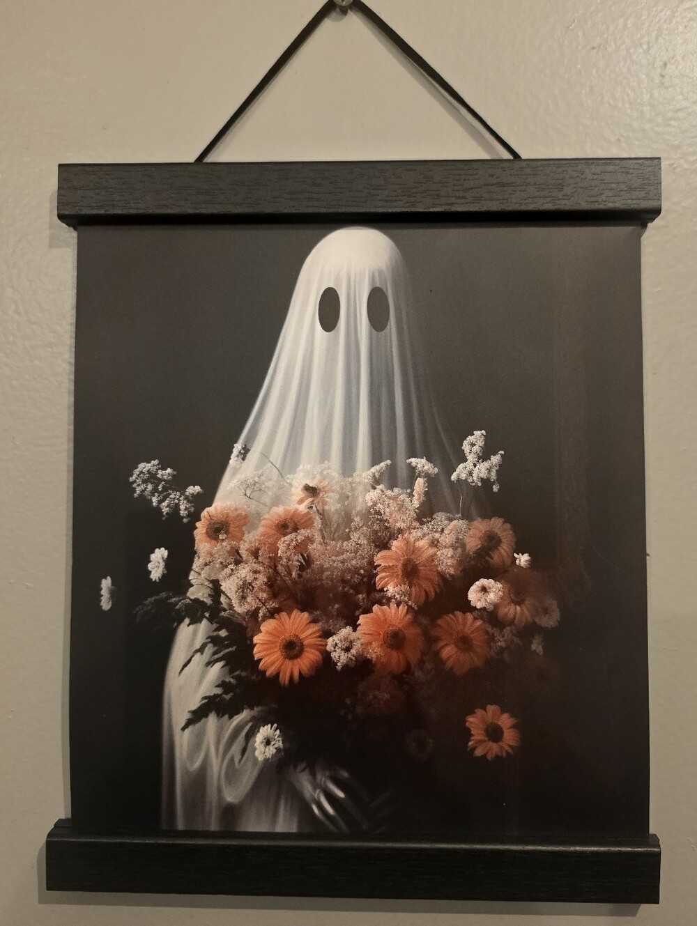 Ghost Bouquet Wall Art Print in White and Orange